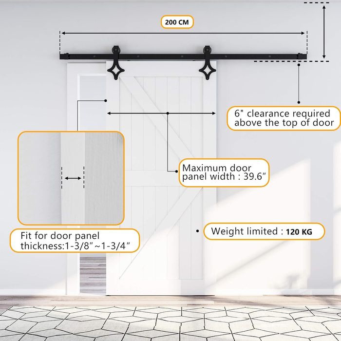 Sistem usa glisanta SKYSEN, 200 cm, otel carbon, design rombic