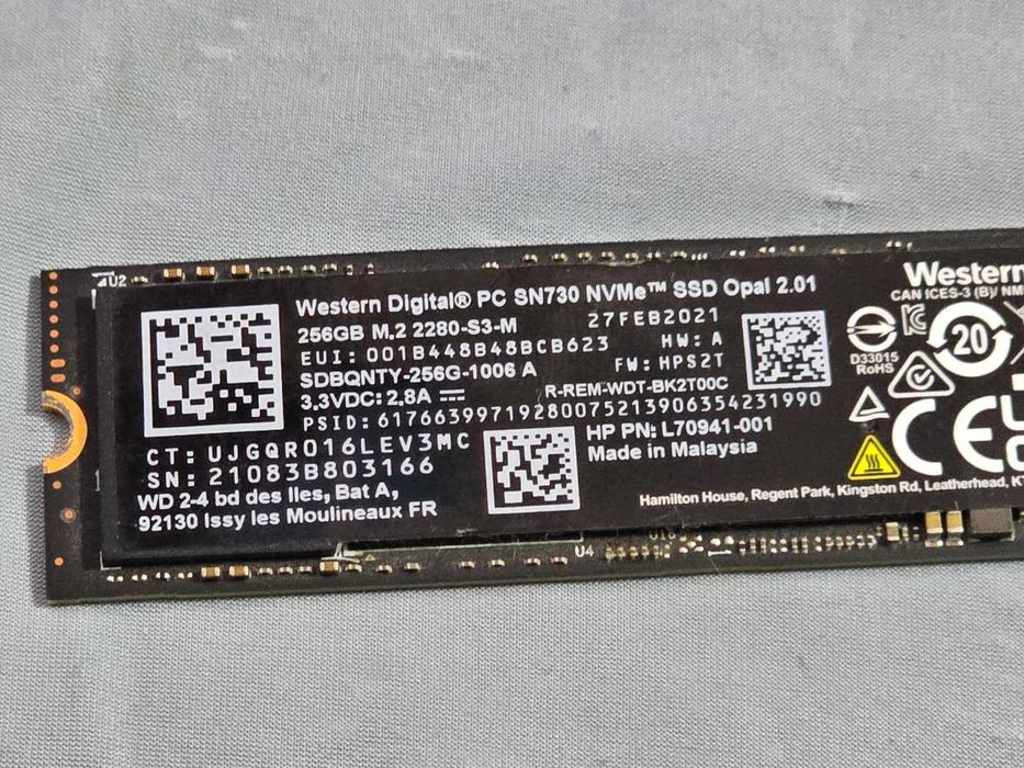 Solid State Drive SSD M.2 NVMe 256GB Western Digital PC SN730 SDBQNTY-256G PCIe Gen3 x4 Opal 2.01
