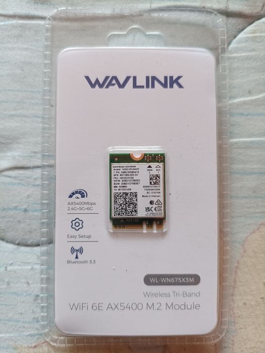 Placă Wireless Wi-Fi 6E - Intel AX210 NGW interfață M.2/NGFF 2230 Tri-Band 2,4/5/6 GHz Bluetooth 5.3 viteză 5,4 Gbps - NOU