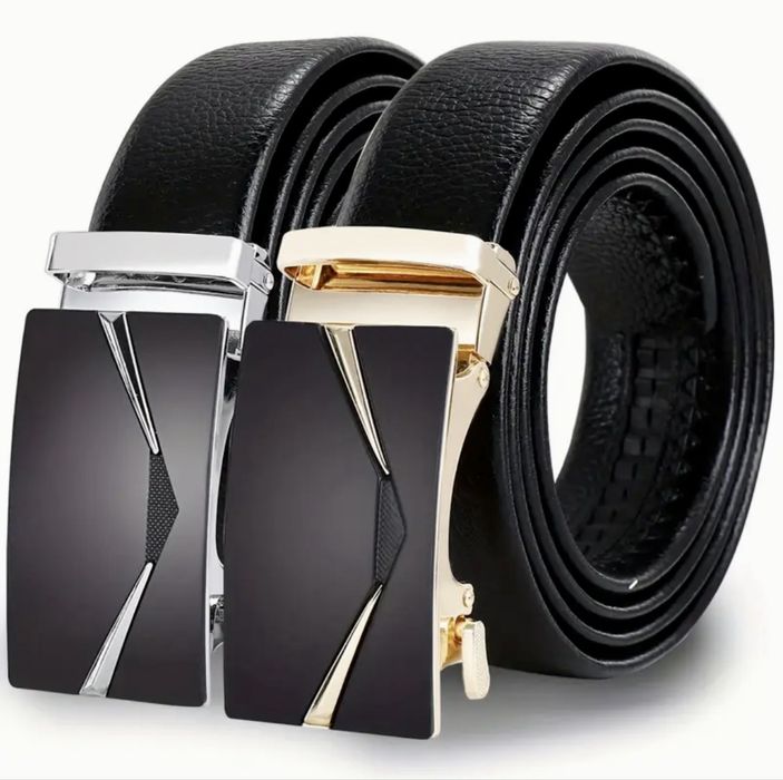 Мъжки официални колани с автоматична катарама/Естествена гланцова кожа