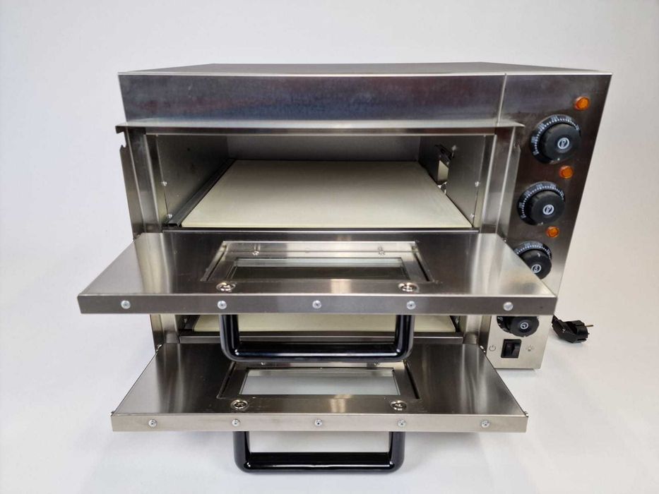 Cuptor Electric Dublu pentru Pizza 40 x 40 cm Otel Inoxidabil