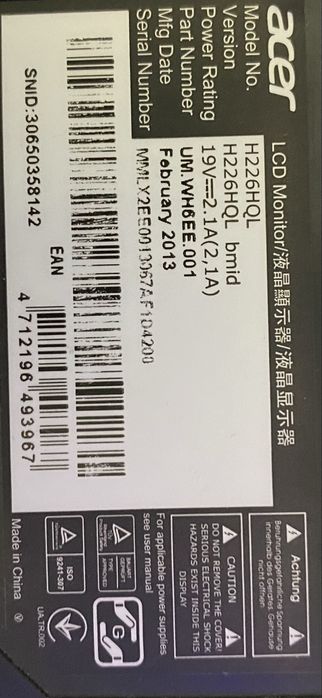 Vand Monitor Acer H226HQL