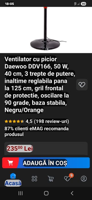 Ventilator cu picior Daewoo 50