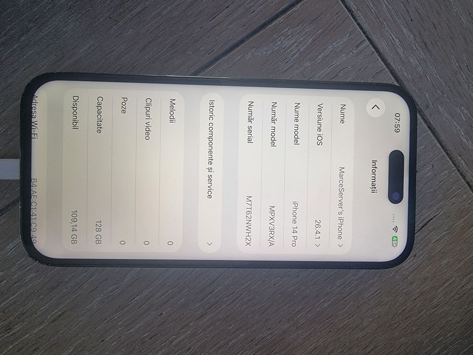 Apple Iphone 14 pro 128GB Black fara icloud,80%