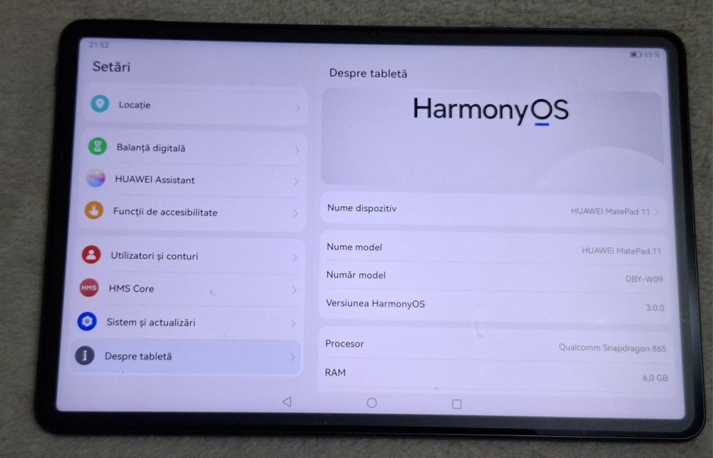 Vând tableta Huawei MatePad 11, FullWiew 120Hz, Wifi 6, 6GB +128GB,