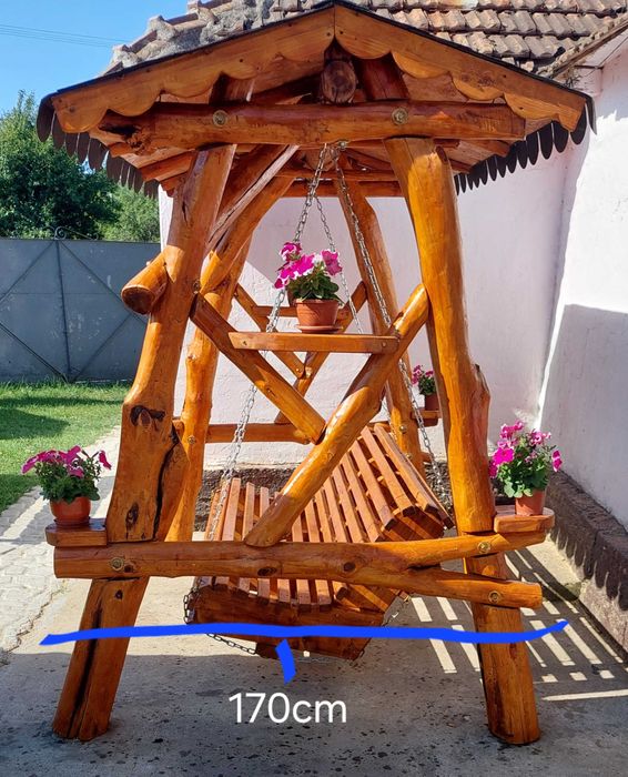 -Leagăn rustic din lemn masiv de vanzare
