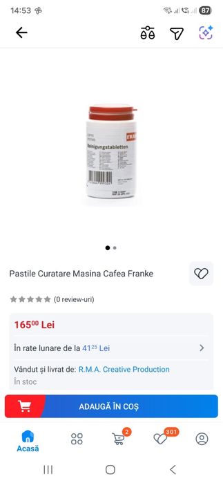 Pastile curatare masina cafea Franke