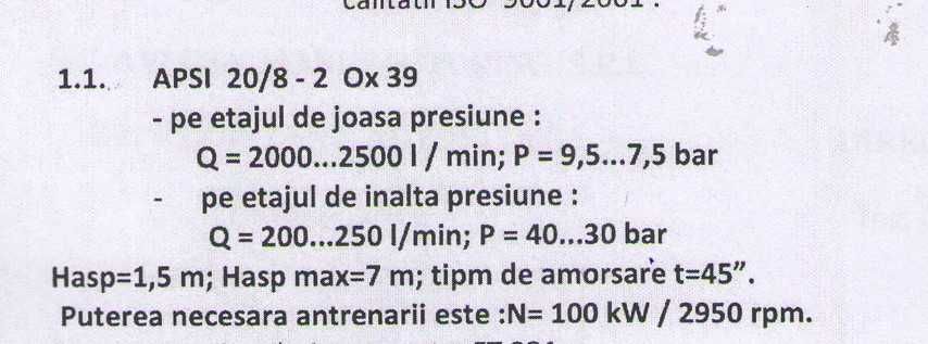 Pompa apa pentru irigatii (necesar presetupa) 2000 litri/min. la 7 bar