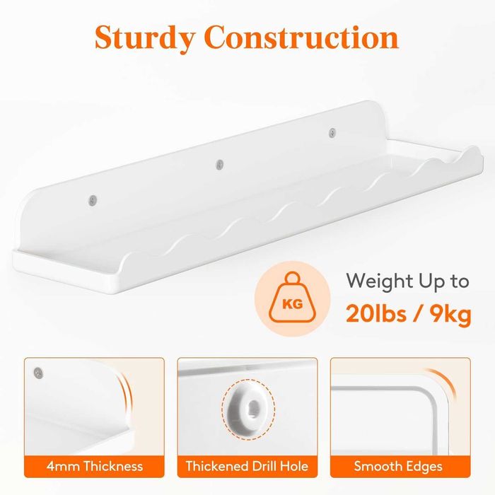 Rafturi suspendate plasic premium, Lifewit 38 x 8.6cm, set de 8