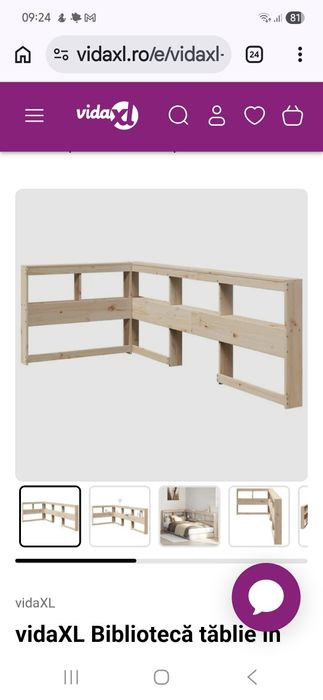 Tăblie pat cu bibliotecă