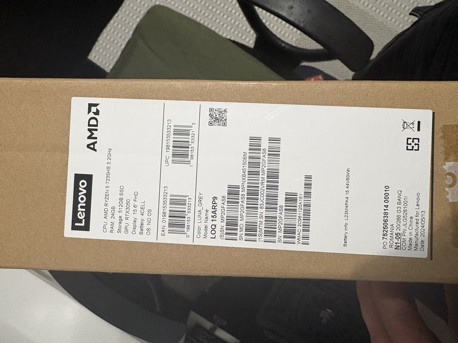 Laptop Lenovo Loq 15ARP9 cu RTX 3050