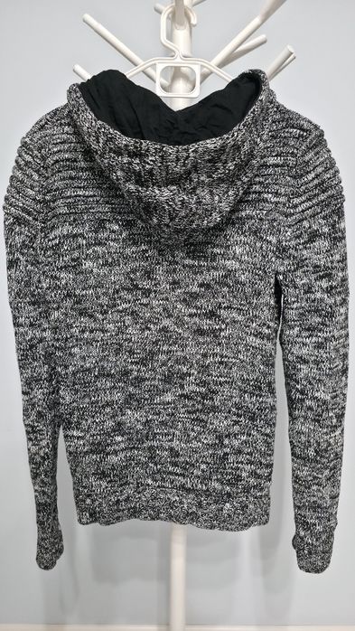 Cardigan tricotat barbati cu gluga, 100% bumbac, Much More, gri, M