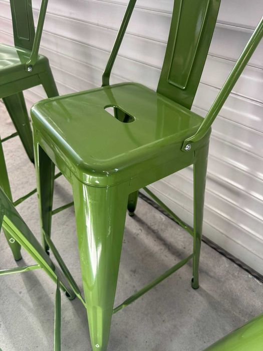 Комплект 5бр. бар столове с облегалка - Зелени. С дребни транспортни драскотини, цената е за целия комплект !