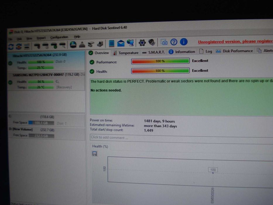 Hard disk hitachi laptop 2.5" slim HDD 250Gb 7200 rpm sata