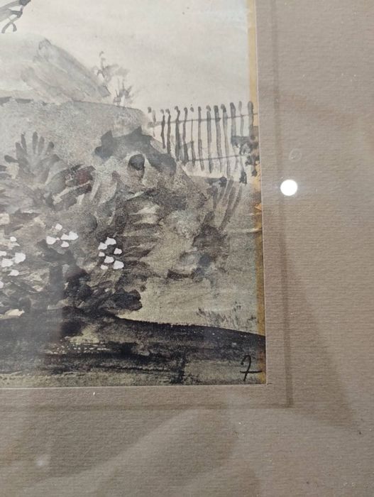 Прекрасна картина, пейзаж. Акварел. Дървена рамка.