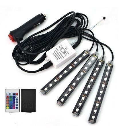 Kit 4 benzi LED lumina ambientala auto RGB cu telecomanda