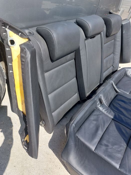 Set interior S-line Sline Audi A6 C6 4F piele neagra model 2004-2011 scaune fata + banchete rabatabile + cotiera