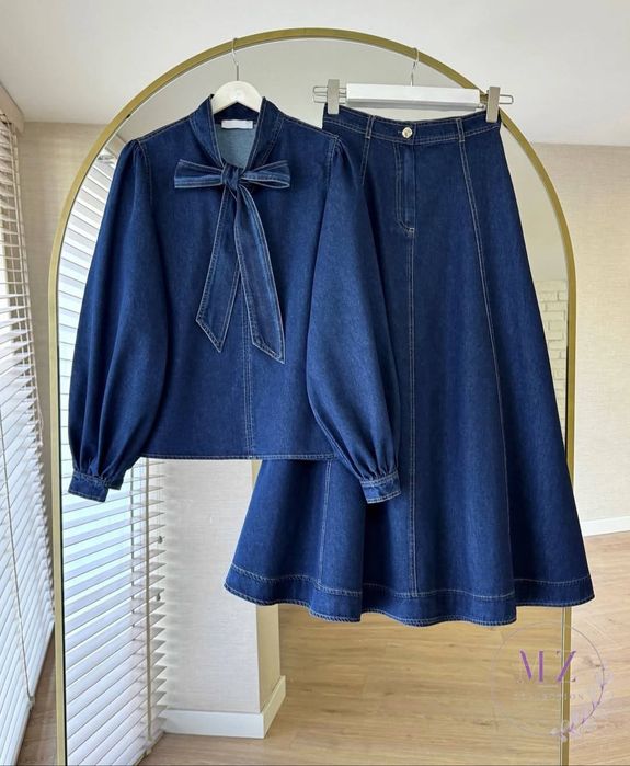 Двойка джинсовая.  Юбка
