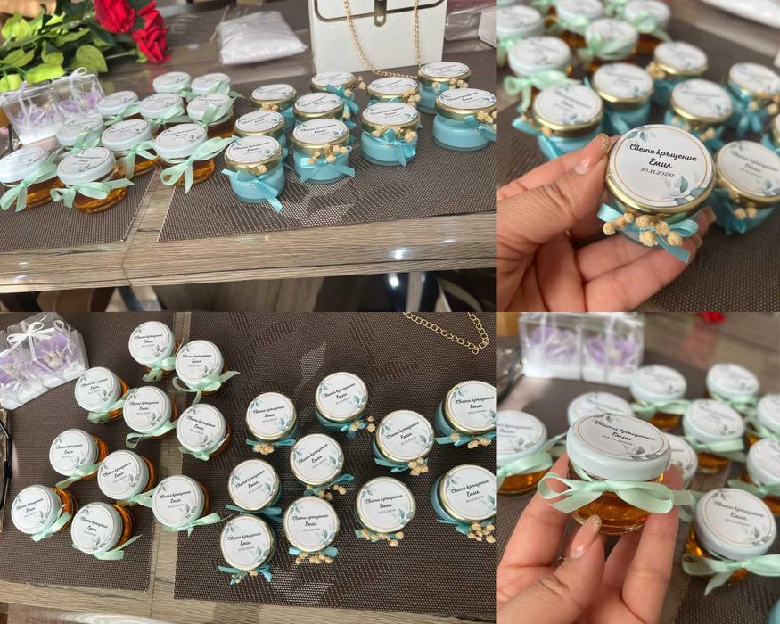 Подаръчета за гости - ароматни соеви свещи в бурканче за поводи