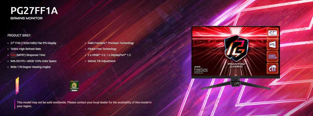 монитор Asrock 27" 165Hz 1080P