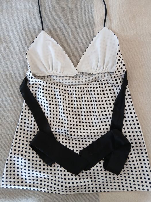 Y2k polka dot babydoll top