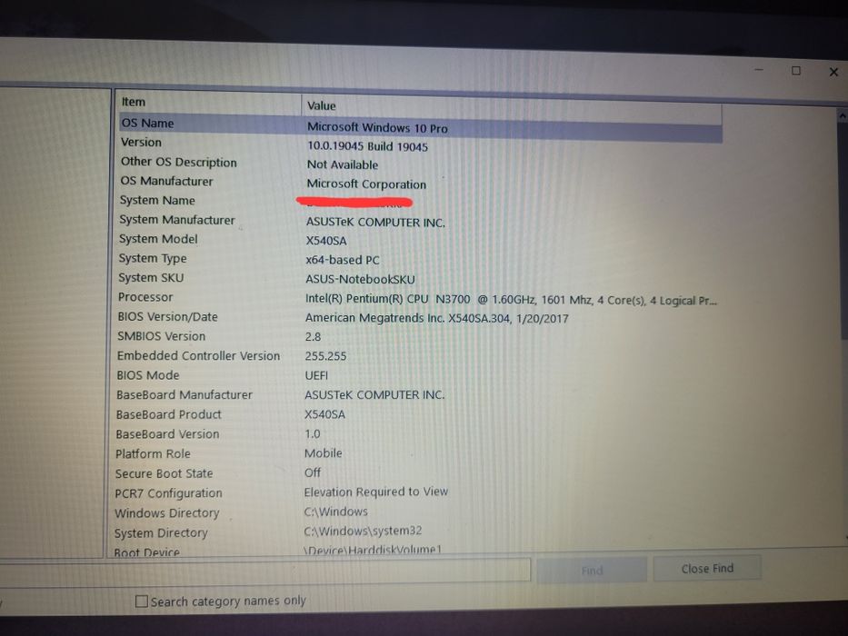 Laptop ASUS X540SA 15.6” | SSD 222GB | 4GB RAM | Windows 10 Pro