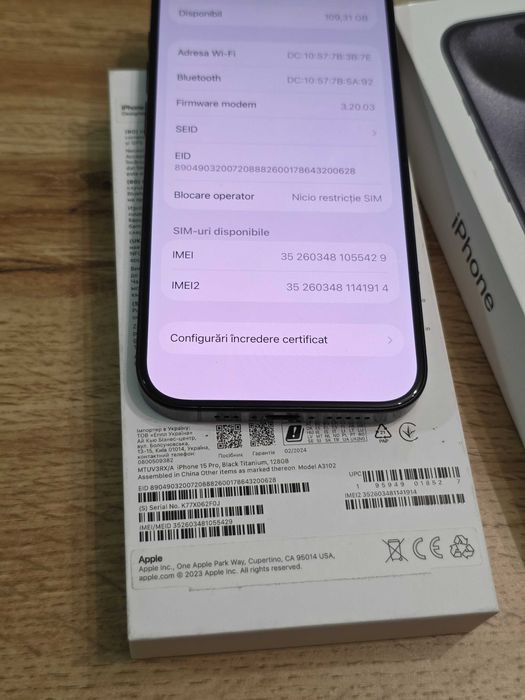 iPhone 15 Pro 128GB cu garanție