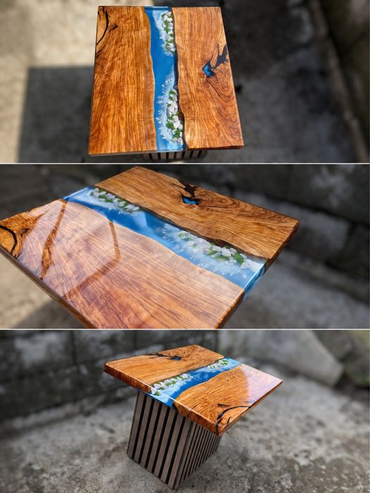 Masa  de cafea  din rasina epoxidica si lemn masiv