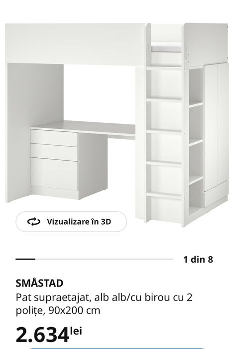 Vând pat supraetajat cu birou