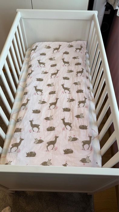 Бебешка кошара Икеа + матрак от пяна с калъф + спален комплект 2 бр.