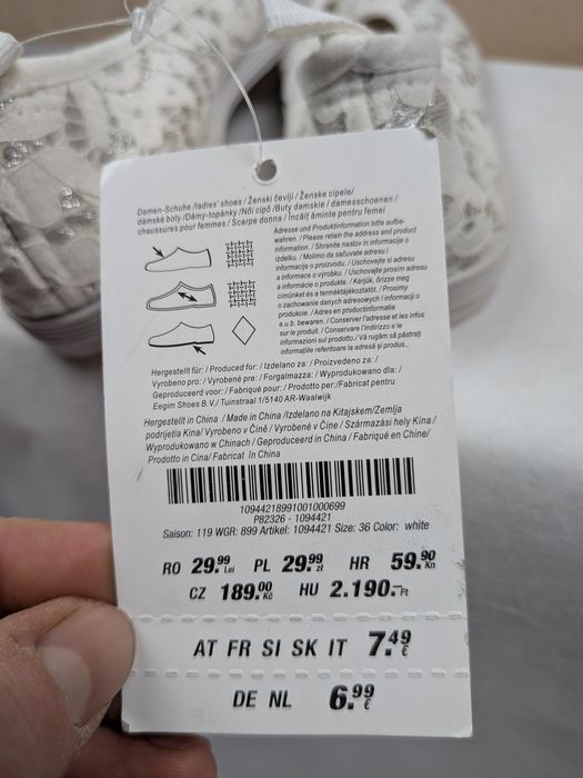 Balerini Damă ALLACC Albi cu Argintiu Model Abstract Noi cu Etichetă S