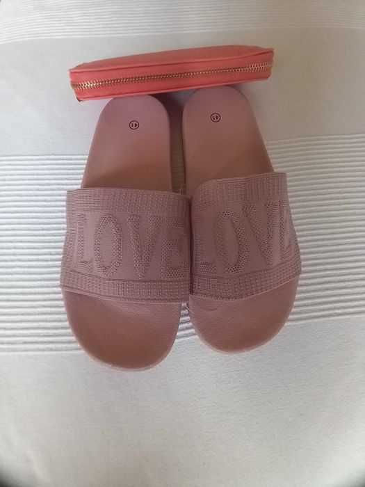 Șlapi noi roz dama + portofel nou cadou