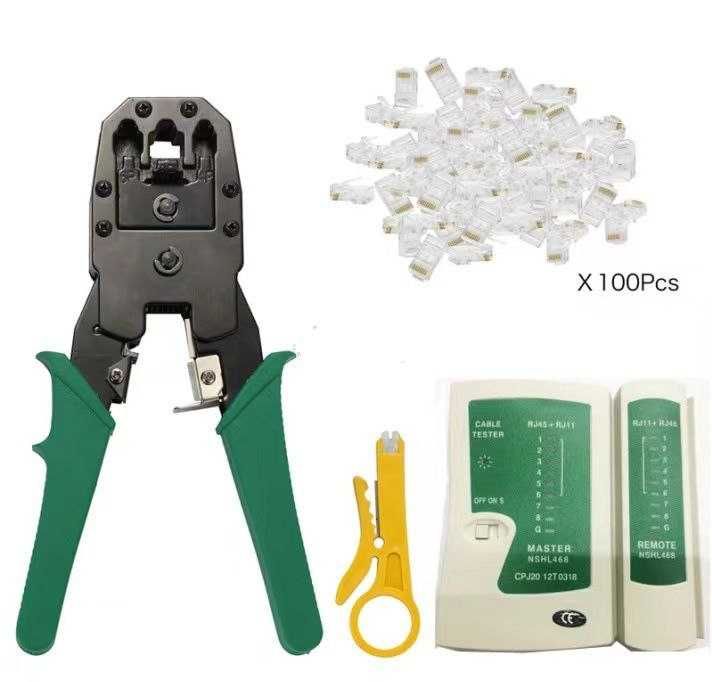 Инструмент обжимной RJ 45 с набором коннекторов и тестером