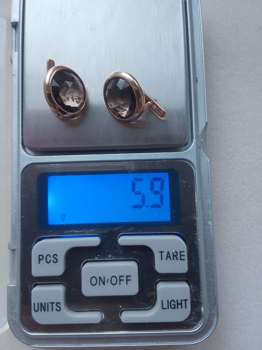 Серьги 585* раухтопаз