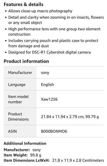 SONY - AC-Close-Up Lens VCL-M3367