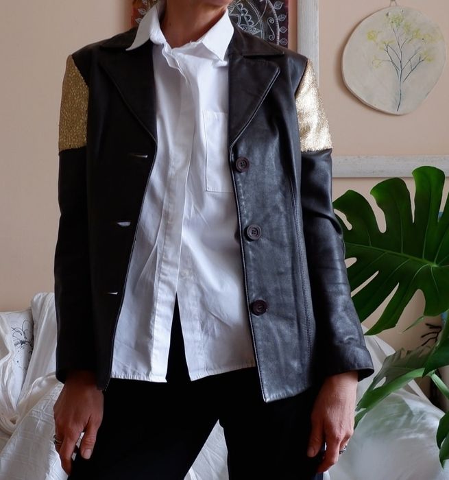 Кожено яке с пайети