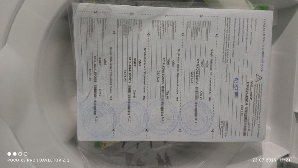 Polavtomat kir moshina 9kg.