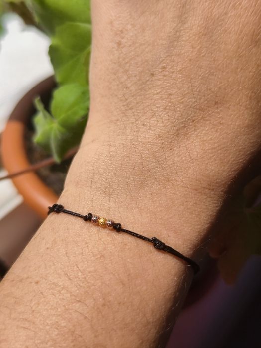 Brățară reglabila handmade cu bile din argint placate cu aur 14k