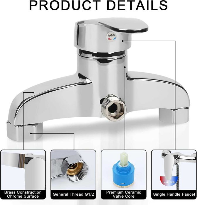 НОВ! Смесител за душ – стенен, едноръкохватков, хром, G 1/2