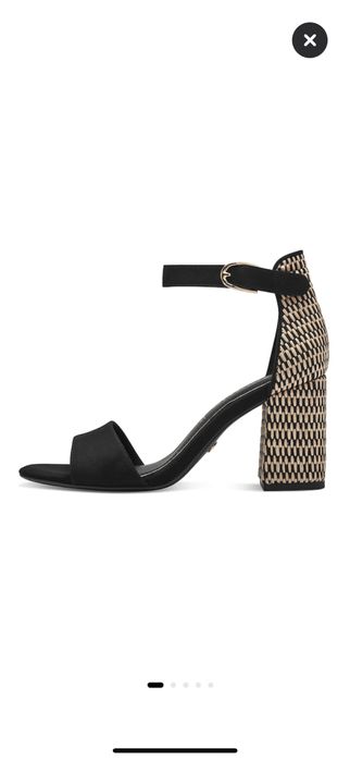 Tamaris, Сандали с масивен ток, Черен, Бежов, 37