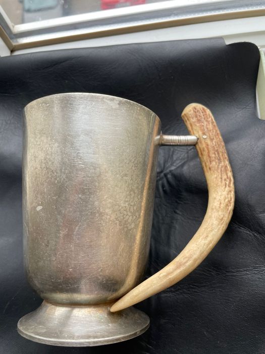 Cana placata argint(silver plated)Pinder Bros cu maner de coarne Angli