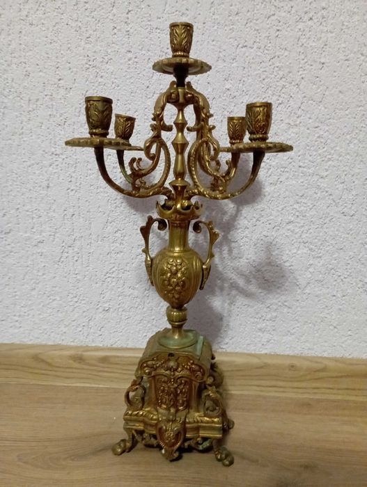 Комплект от два големи масивни бронзови свещника - свещник