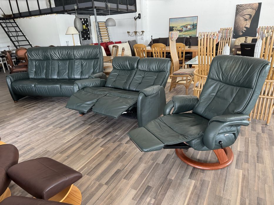 Set canapele living 3+2+1 cu recliner, produs de brand, piele naturala 100%, calitate si confort maxim, Olanda, stare excelenta
