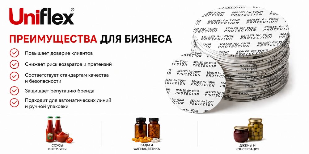 Индукционная мембрана для упаковки | Контроль вскрытия флексопечать