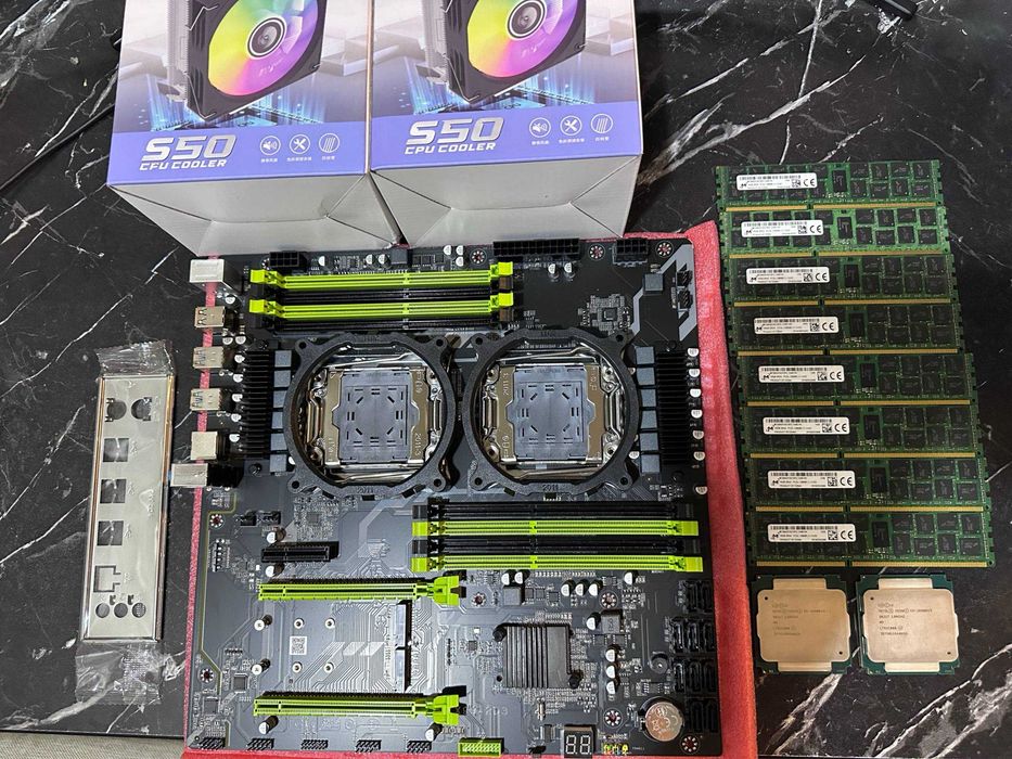 Мощные двухпроцессорные комплекты X99 с 128 гб озу + куллера