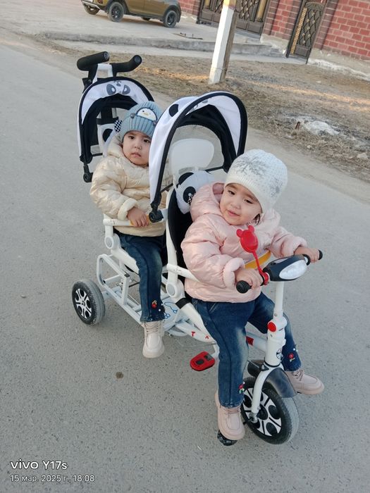 Велосипед коляска егыздерге