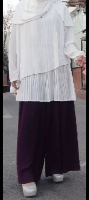 Плессировка двойка шифон штаны клёш