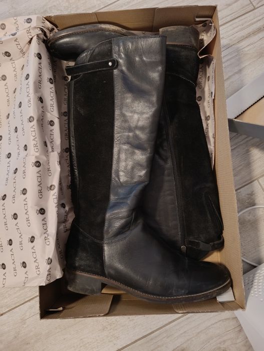 Дамски ботуши естествена кожа с подплата 39, българската марка Graciq