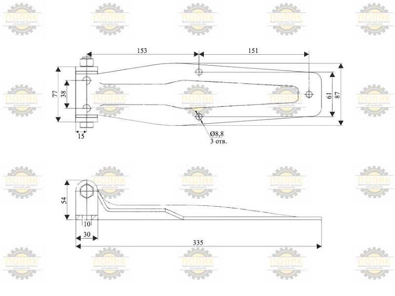 Петля для ворото 335мм Камаз
