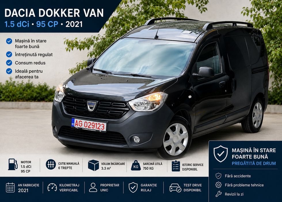 Dacia Dokker Van-2021-Navigatie-95cp-6 trepte-Unic Proprietar